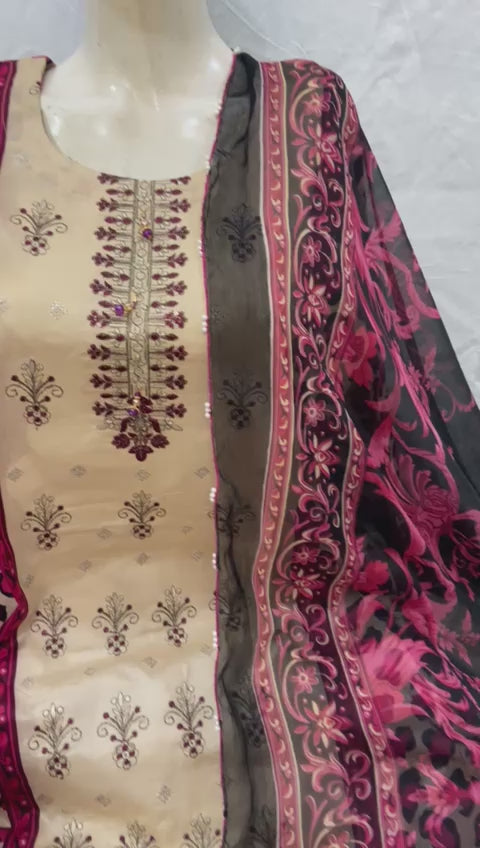 3-Piece Embroidered Lawn Suit – with Chiffon Dupatta