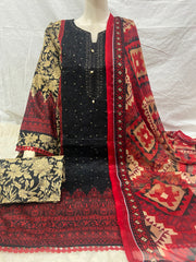 Embroided Lawn with Chiffon Dupatta