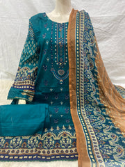 Embroided Lawn with Chiffon Dupatta