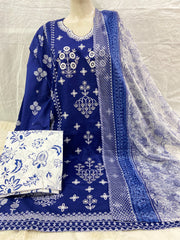 Embroided Lawn with Chiffon Dupatta