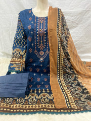 Embroided Lawn with Chiffon Dupatta