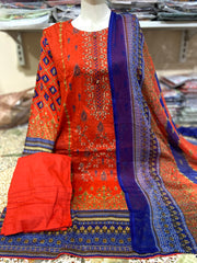 Embroided Lawn with Chiffon Dupatta