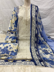 Embroided Lawn with Chiffon Dupatta