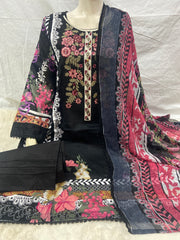 Embroided Lawn with Chiffon Dupatta