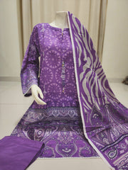 3 PC 90/70 Printed Lawn Collection with Doria Dupatta & Fancy Stitched Details