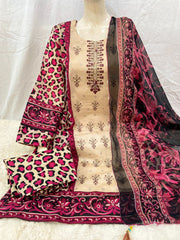 3-Piece Embroidered Lawn Suit – with Chiffon Dupatta